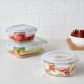 Borosilicate Glass Square Food Storage με πλαστικό καπάκι